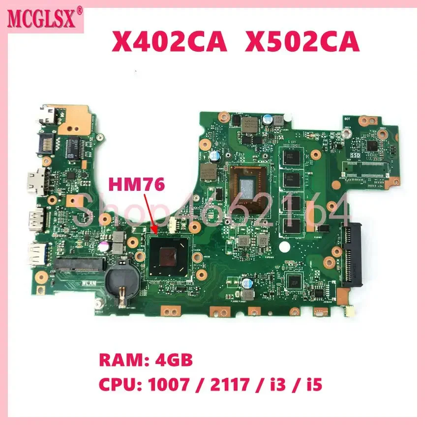 

X402CA X502CA With 1007/2117/i3 /i5 CPU 4G-RAM HM76 Mainboard For ASUS X402CA F402C X402C X502CA F502C X502C Laptop Motherboard