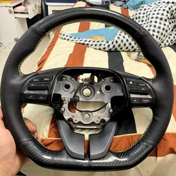 Custom Car Steering Wheel Braid Cover 100% Fit For Hyundai Veloster 2019 i30 2017 2018 2019 Elantra Carbon Fiber Steering Wrap