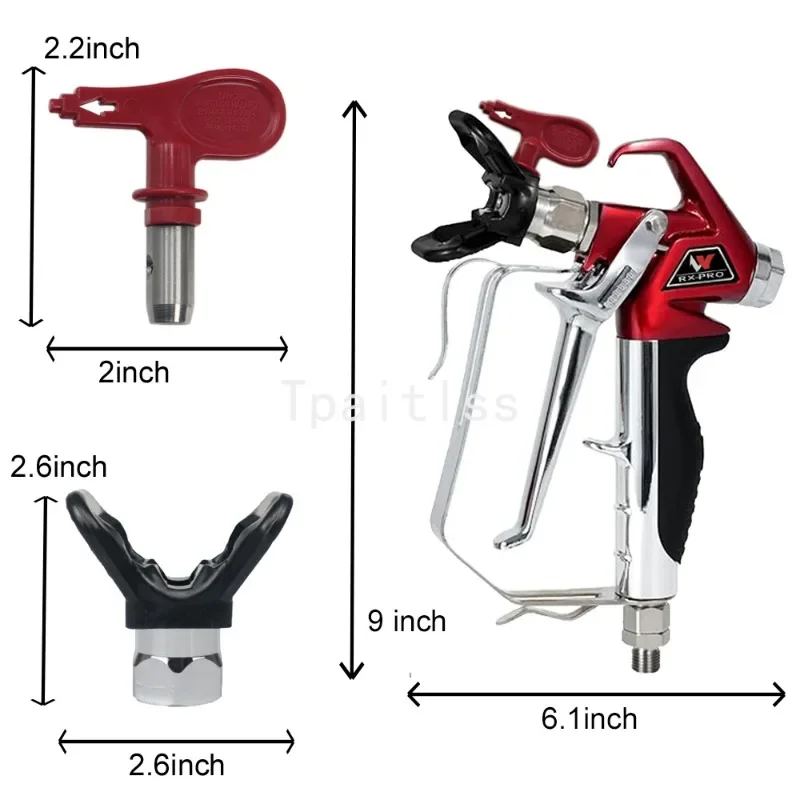 Tpaitlss RX-Pro Red Series High Pressure Airless Paint Spray Gun 538020 with 517 Tip and Guard 0538020
