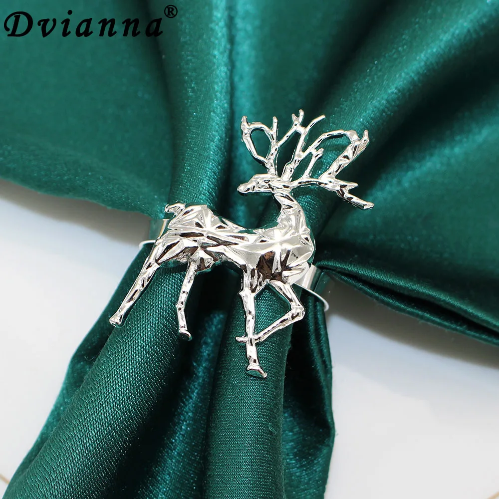 

6Pcs Silver Elk Napkin Rings Christmas Deer Napkin Rings Snowfalke Napkin Buckle for Christmas Wedding Party Table Decor HWC177