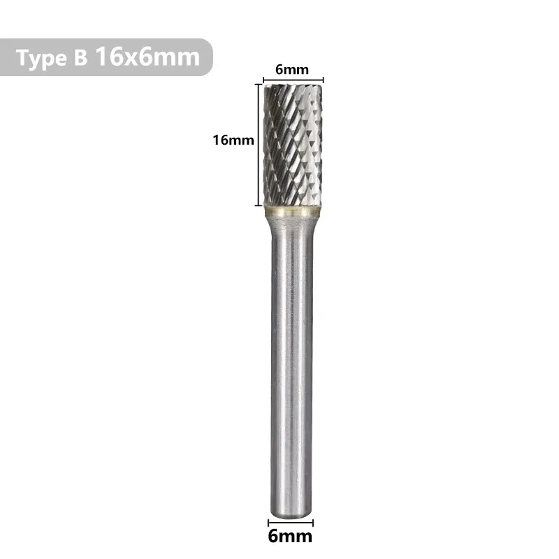 XCAN Files Abrasive Tools 6mm Shank Double Cut Rotary Burrs Bit B Type Tungsten Carbide Rotary File for Metal Wood Hand Tools