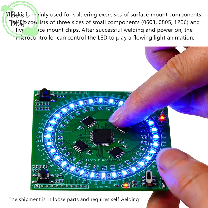 (BBQ4)LQFP64 Soldering DIY Kit 5V Running Light SMD Soldering Practice Board Kit Type-C Interface For Soldering Instruction
