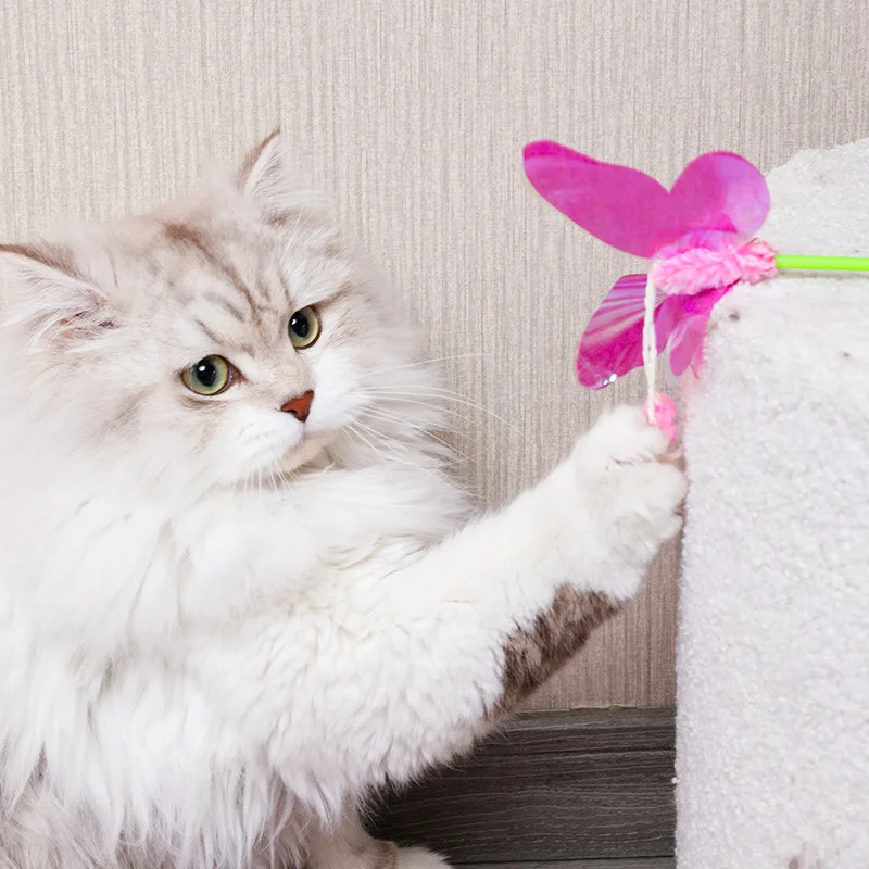 OUZEY-Feather Sequins Interactive Cat Toy, Adjustable Plush Ball, Stick Toy for Kitten, Indoor Playing, Cat Supplies