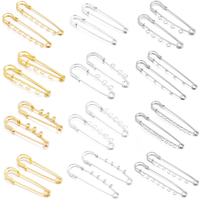 5-10pcs/lot Gold Safety Pins Brooches Blank Base Brooch Pin with Holes Fasteners Pin For DIY Jewelry Making Supplies Accessories