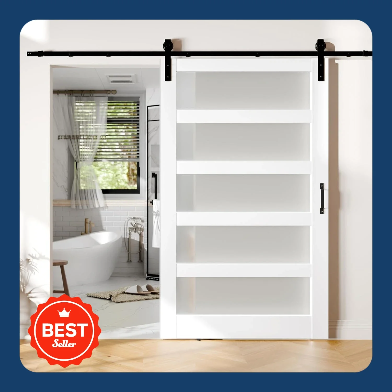 [Helong Store] Mattierte 5-teilige Glasschiebetür 48''×84'' Scheunentür, inklusive Beschlagset, Montage erforderlich, wasserdichtes PV