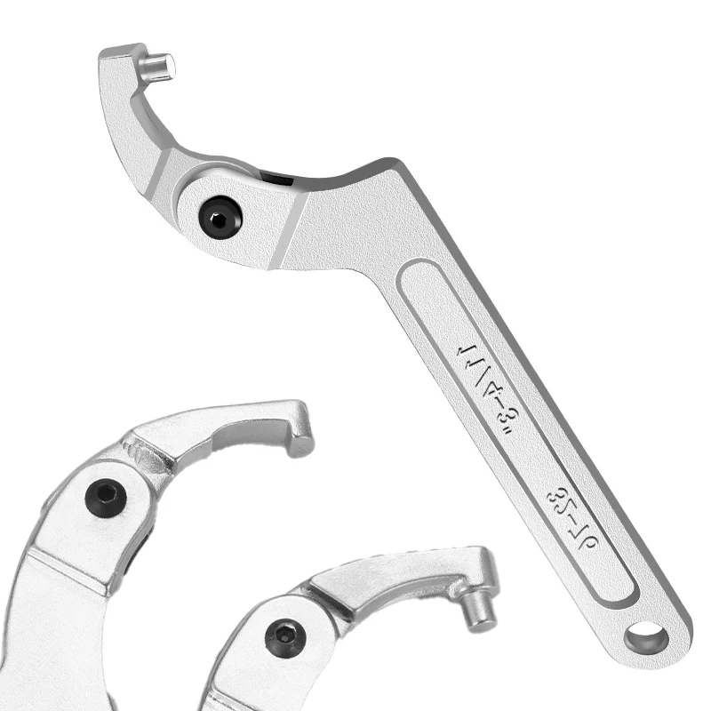 The movable crescent-shaped wrench is mostly used with lock nuts, shock-absorbing adjustment tool hooks