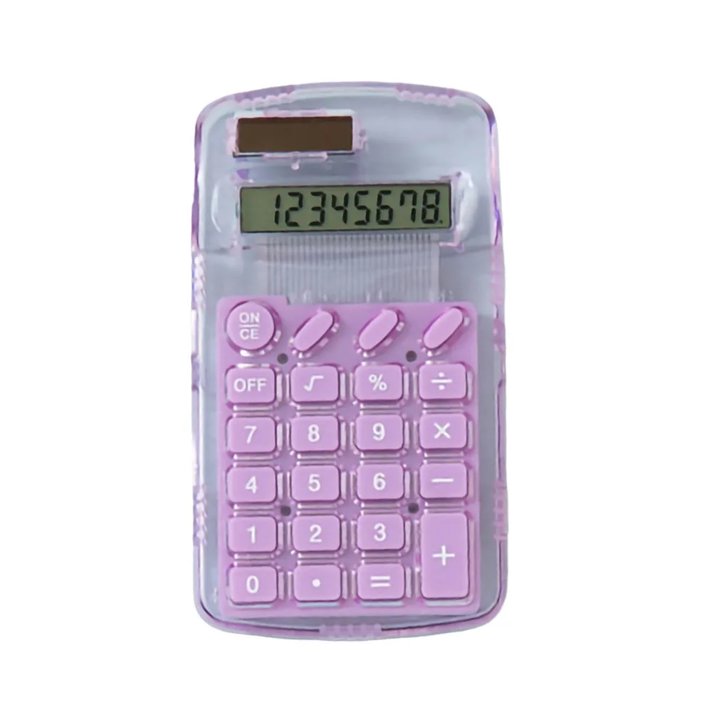 

8-digit Electronic Calculator Mini Silicone Button Keyboard Calculator Transparent Portable Math Calculators School Supplies