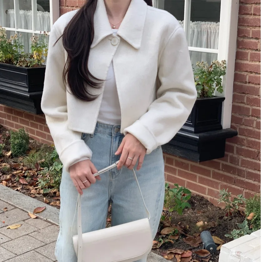 

Ele шерстяное пальто женское с лацканами, свободный универсальный топ на одной пуговице или длины, топ для поездок на работу, Thiened Long Sve