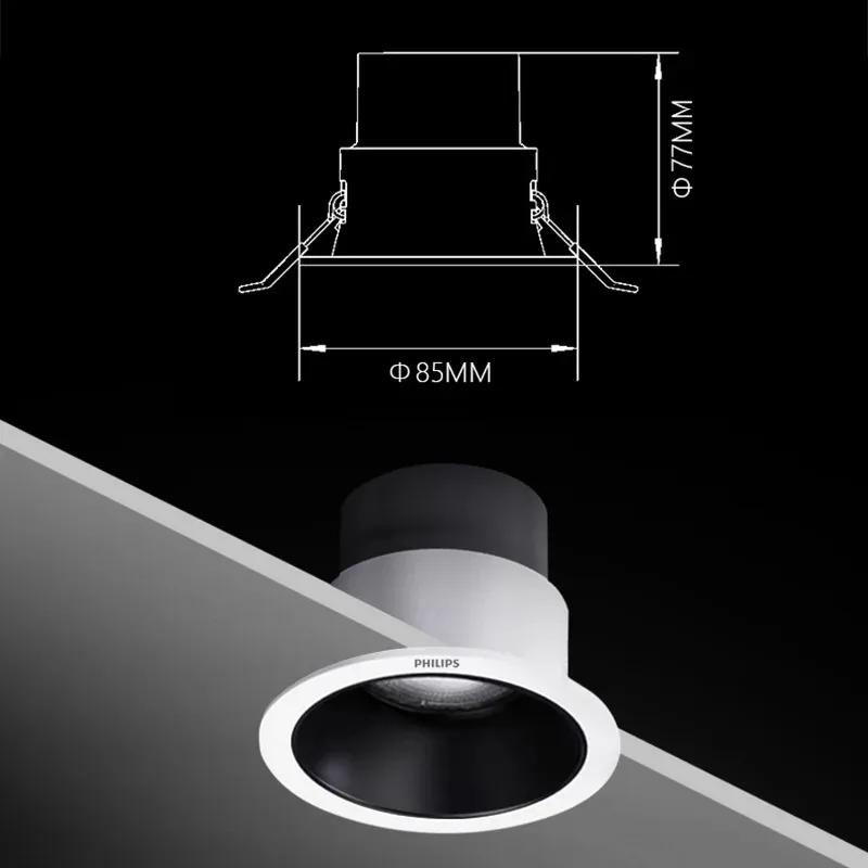 Philips RS280 LED Semi Recessed G2 Spotlight - 220V-240V Home Ceiling Recessed Lamp Natural White 4000K 50° Beam Angle CRI90