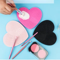 Heart Silicone Makeup Brush Cleaner Pad Make Up Washing Brush Gel Cleaning Mat Foundation Makeup Brush Scrubber With Sucker