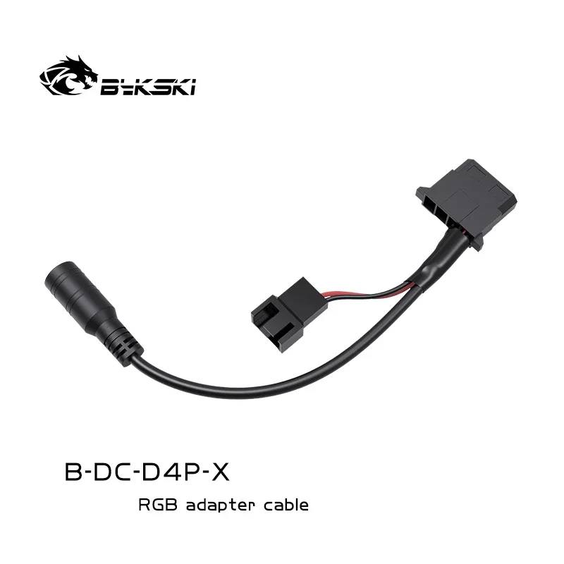 Bykski PC Adapter Cable Large 4D Port to DC Connector or 12V Water Pump / Fan Power Supply Interface B-DC-D4P-X