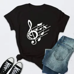 2022 New Women T Shirt Music Note Printed Tshirt Female Summer Casual Short Sleeve O-neck T-shirt Tops Tops for Women