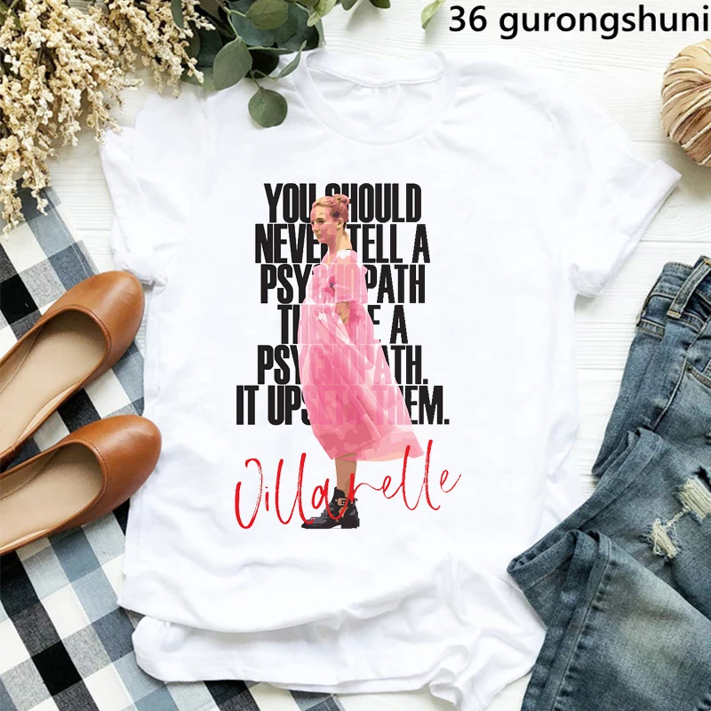 New Arrival 2024 Funny Killing Eve Graphic Print Tshirts Women Summer Short Sleeve T Shirt Femme Harajuku Kawaii Clothes Tops