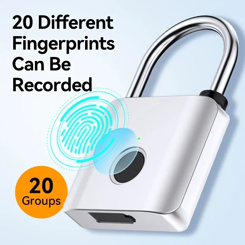 Smart Fingerprint Door Lock - USB Charging, Shockproof Zinc Alloy Padlock, with Type-C Charging Function