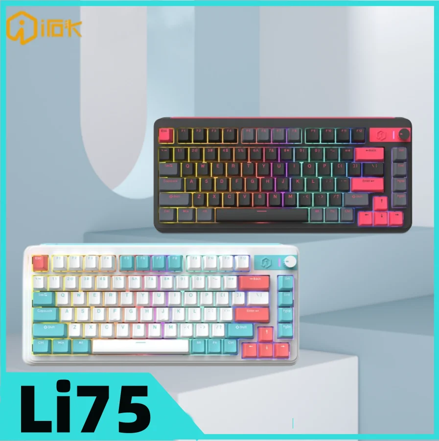 

Irokpro Li75 Bluetooth Mechanical Keyboard 75% Pad Installation 2.4g Wireless/Wired With Knob Gaming Keyboard Suitable Mac/Win