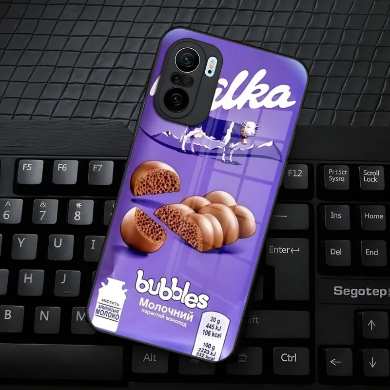 Milka Chocolate Cow Cookies Phone Case For Samsung S23 Pro Ultra S21 S30 S22 S20 S9 S10E Note 20 10 Plus Glass Design Back Cover