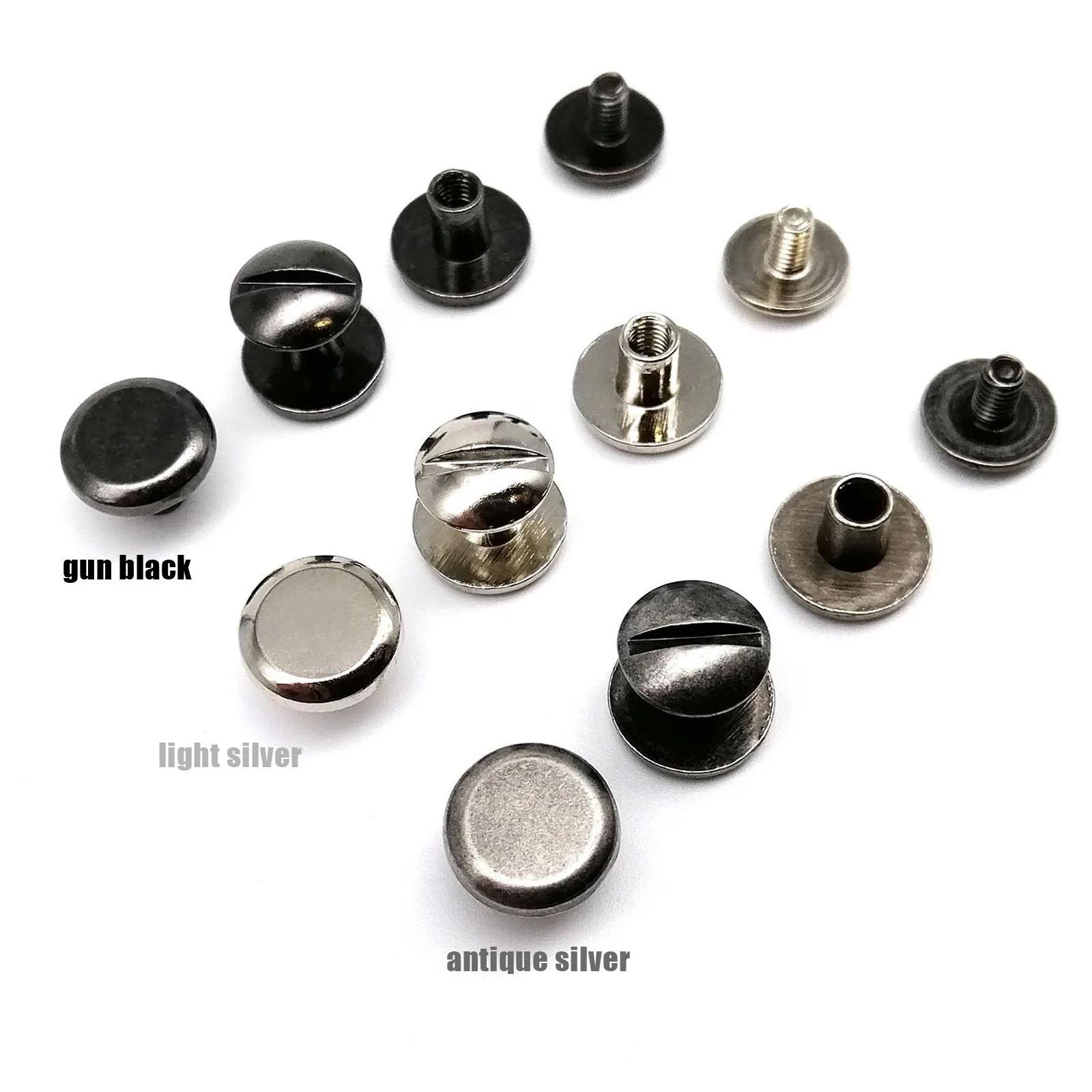 10pcs Metal Head Diameter 10mm Screwback Chicago Screw Nail Binding Rivet Stud for Leather Shoulder Bag Belt Strap Wallet DIY