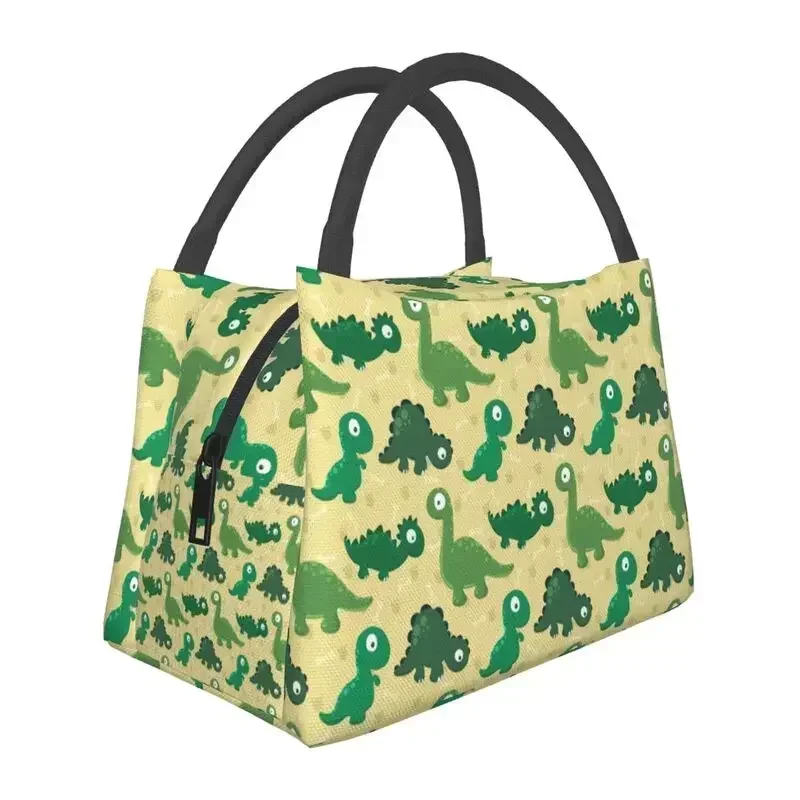 Cute Dinosaurs Pattern Insulated Lunch Bags for Outdoor Picnic Cartoon Jurassic Waterproof Thermal Cooler Bento Box Women