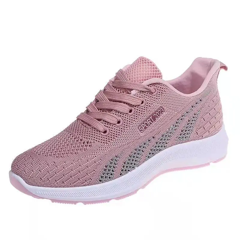 Chaussures de Course Respirantes en Maille Légère pour Femme, Baskets d\'Été à Coussin d\'Air, de dehors en Plein Air, d\'Entraînement à Lacets