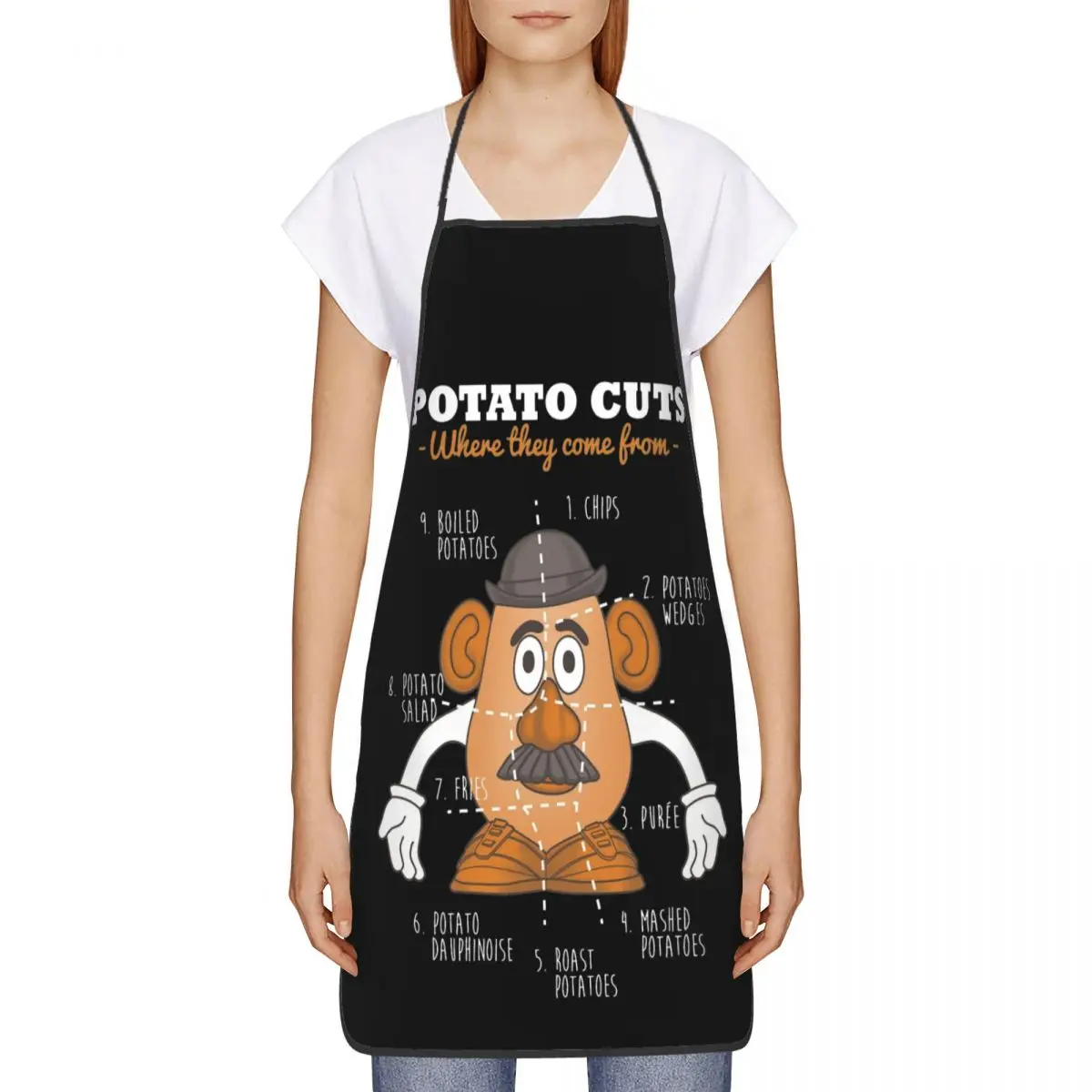 Potato Cuts Toy Story Cartoon Apron for Women Men Printed Garden Bib Household Cleaning Pinafore