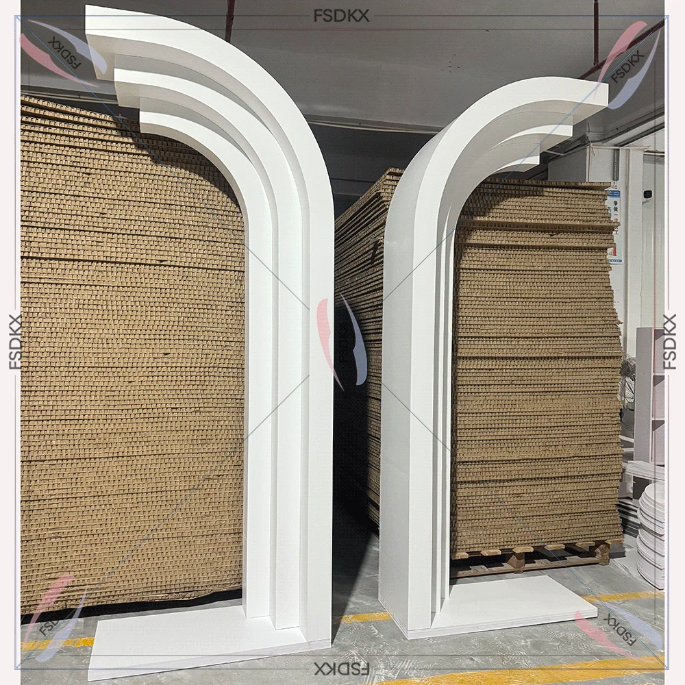 Popular open door arch backdrop enchanted wedding stage backdrop round stand for sales