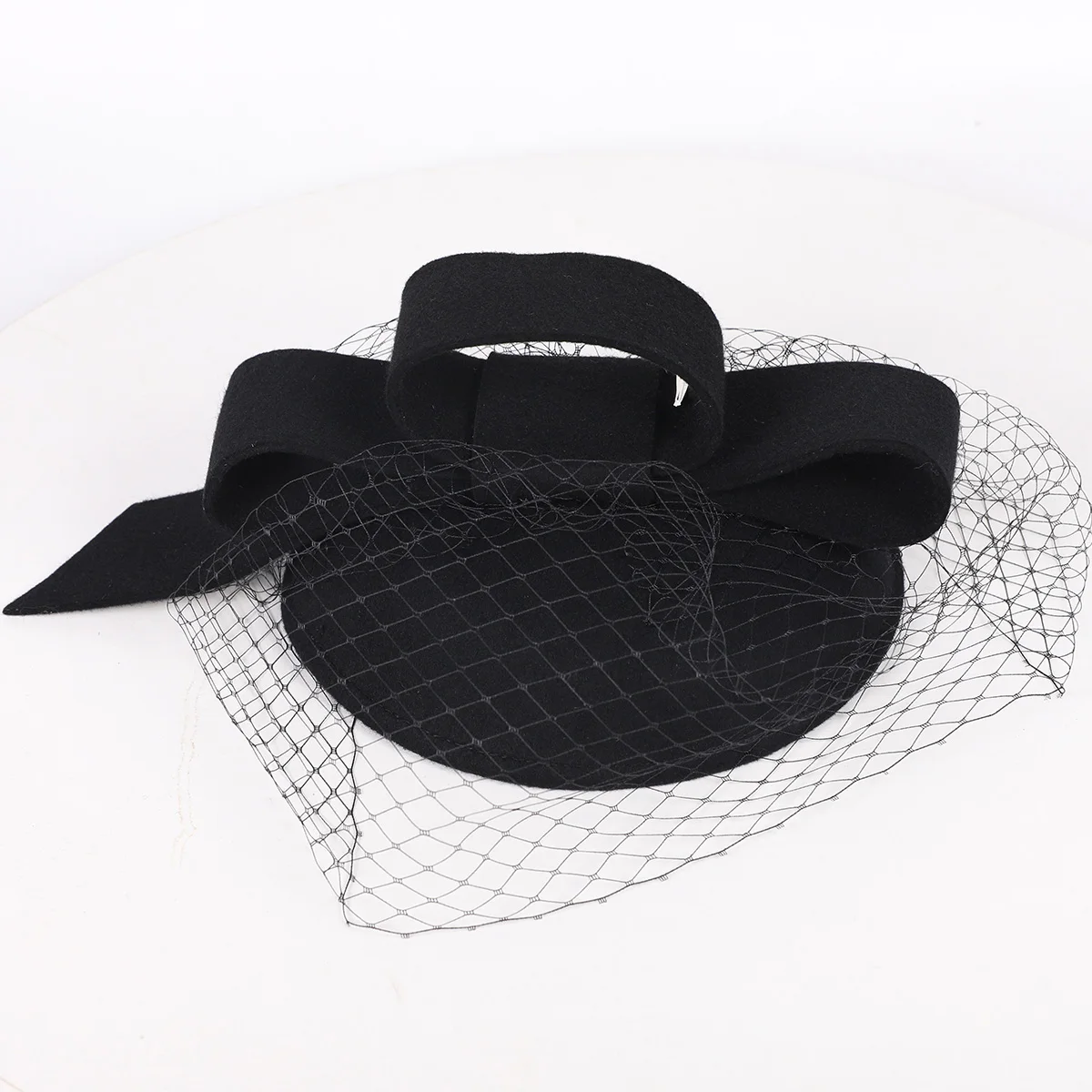 Black Wool Felt Fascinator Hats For Women Ladies Lady Church Formal Occasion Kentucky Cocktail Tea Party Dress Hat With Veil Bow