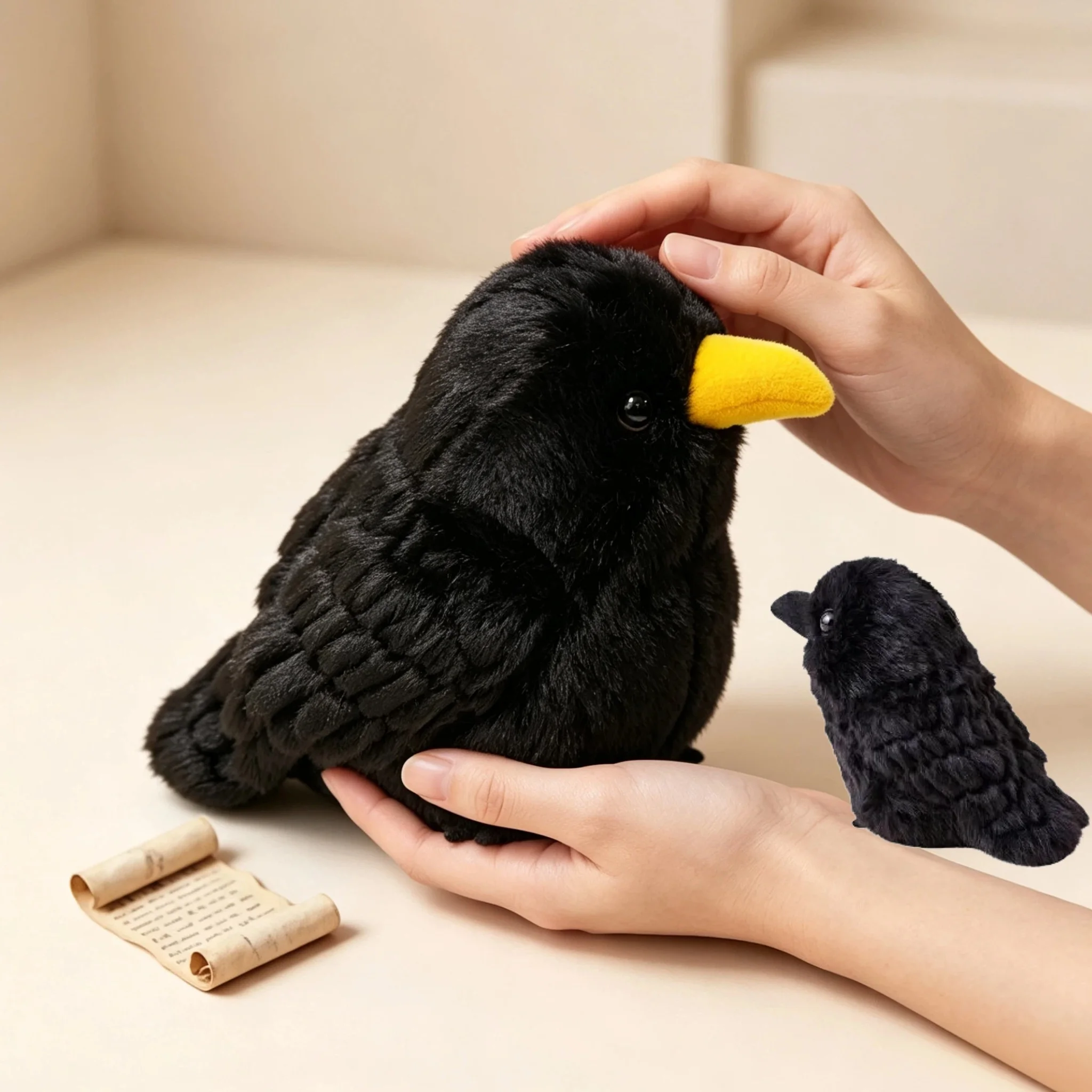 10/20cm Crow Plush Toy Exquisite Feather Patterns Blackbird Plush Doll Realistic Gothic Style Home Decor Child And Adult Gifts