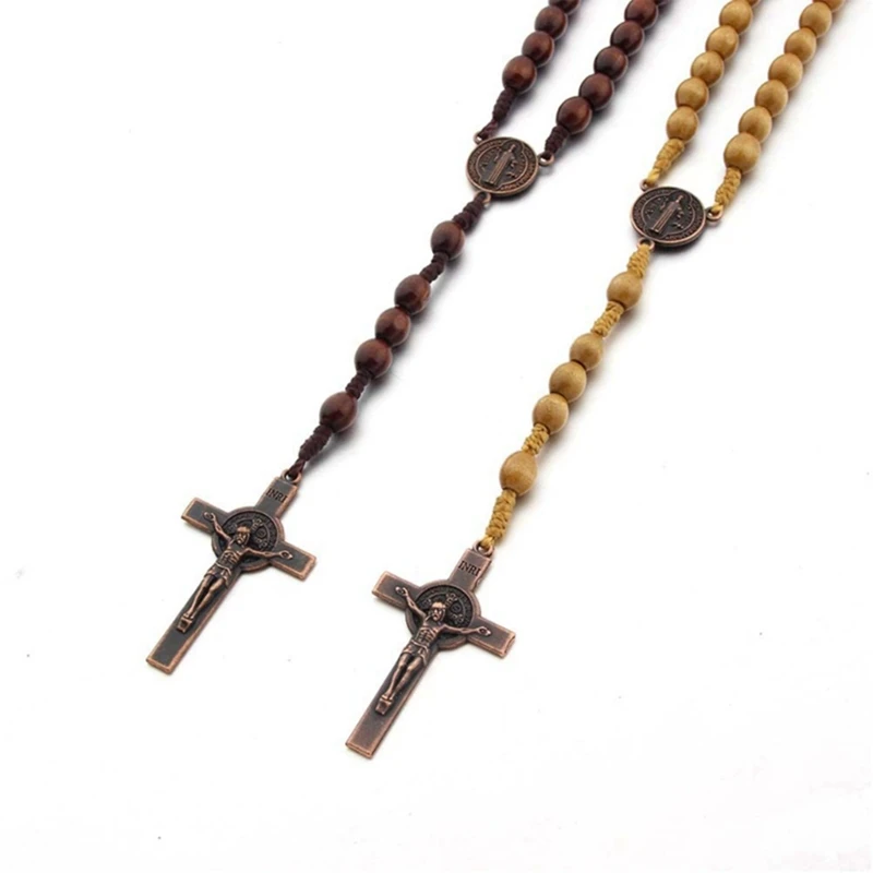 Hand Made Wooden Rosary Necklaces For Men Women Jewelry Christian Prayer Religious Gift