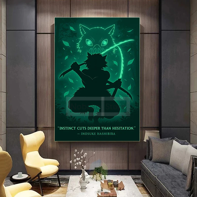 Hot Anime Demon Slayer Motivational Warrior Quote Poster Demon Slayer Prints Canvas Painting Wall Art Pictures Home Room Decor
