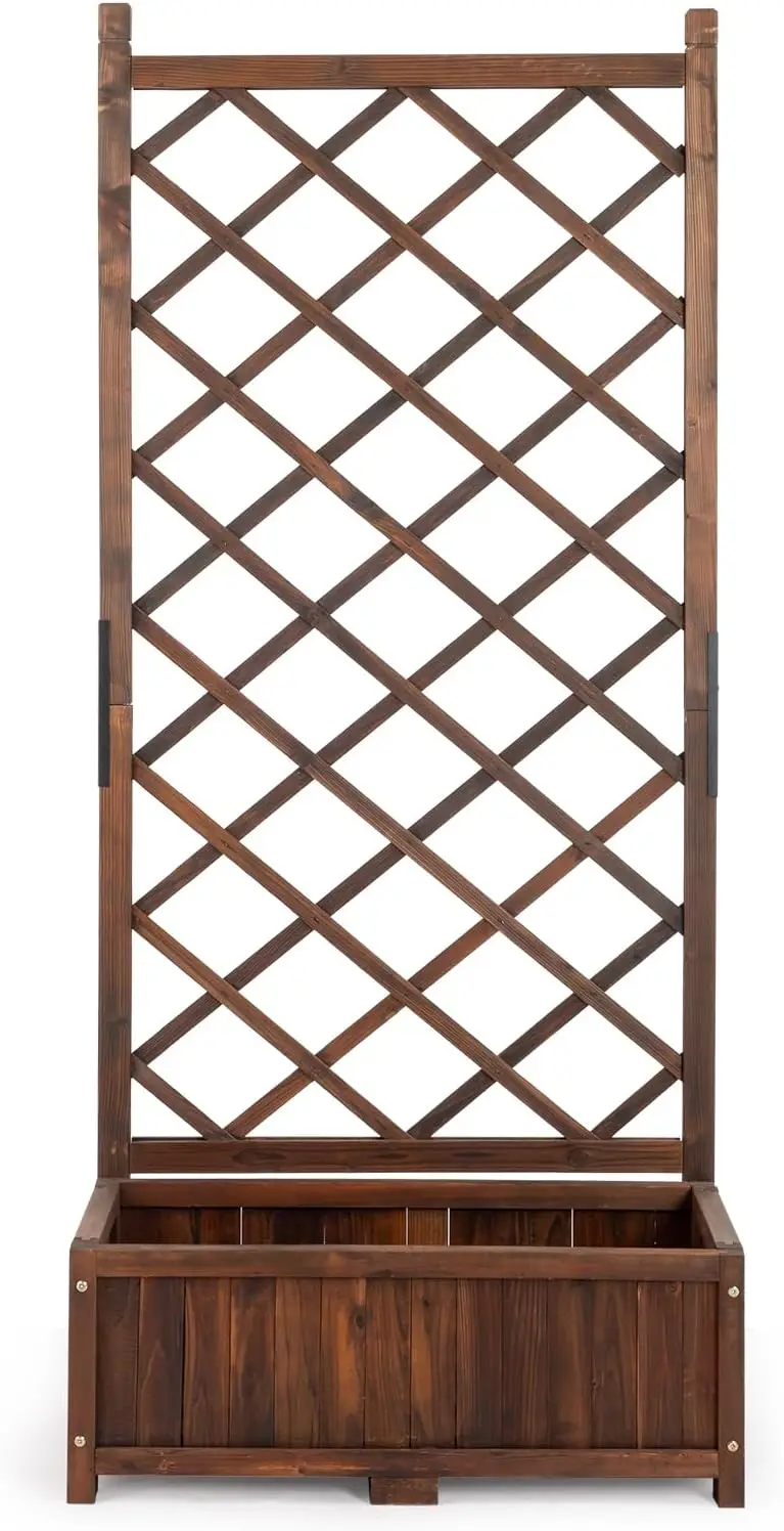 Garden Raised Bed, Planter with Trellis, Planter Box with Trellis, Raised Garden Bed Outdoor for Plants Hanging Flower,