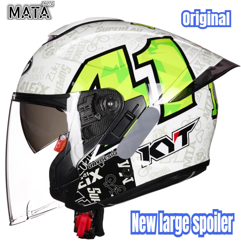 KYT RA FJ Motorcycle Helmet Double Lens Summer 3/4 Open Face Moto Anti-glare Breathable Kask Electric Motobike Capacete Casco