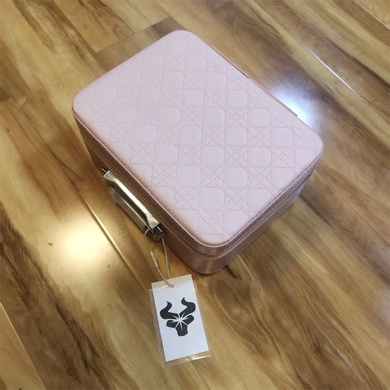 Portable Makeup Box Lock Alloy Cosmetic Case  Organizer Suitcase