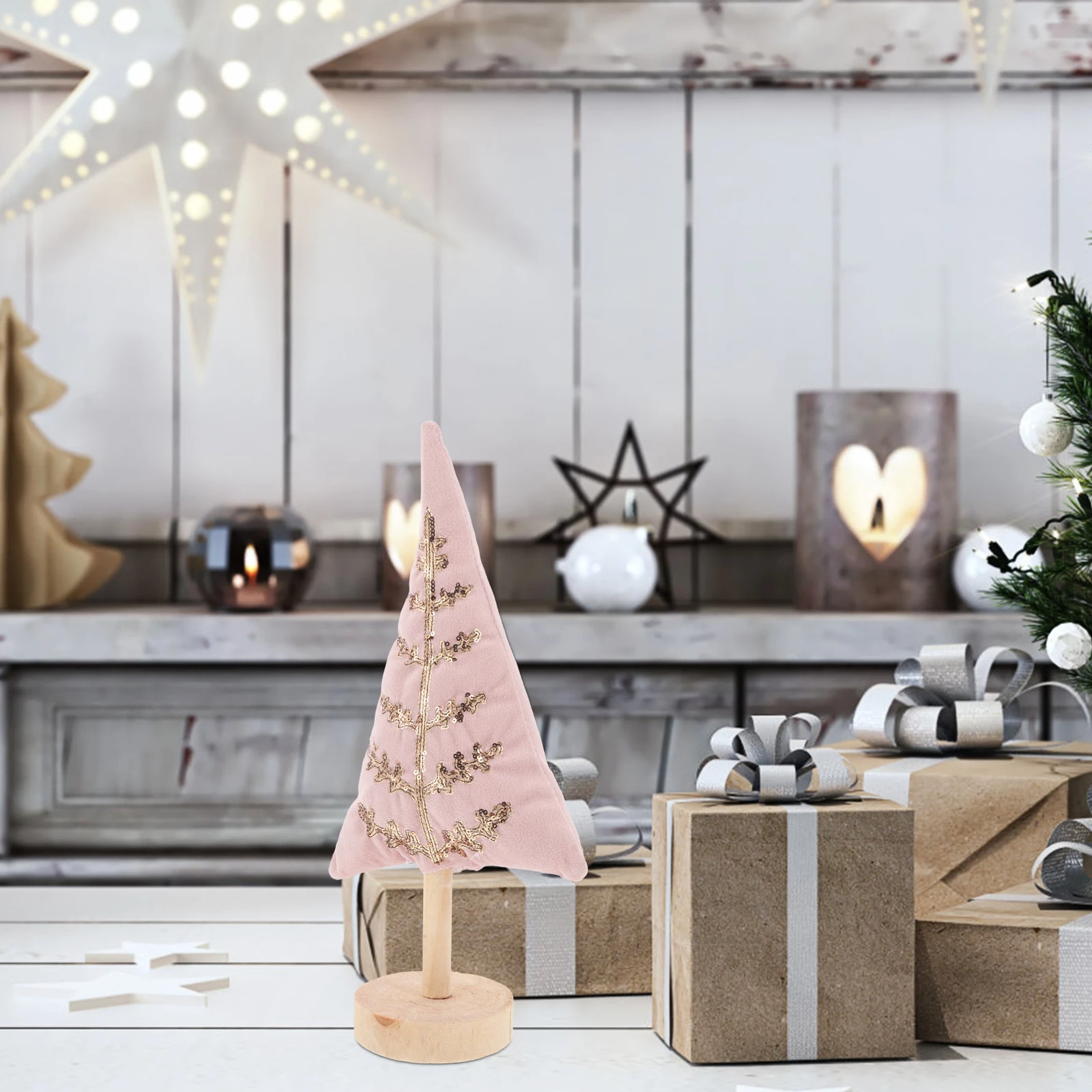 

1pcs Tree Mini Tabletop Xmas Decor Holiday Decoration Craft Mantel Desk Display Party Supplies Festive Home Decor
