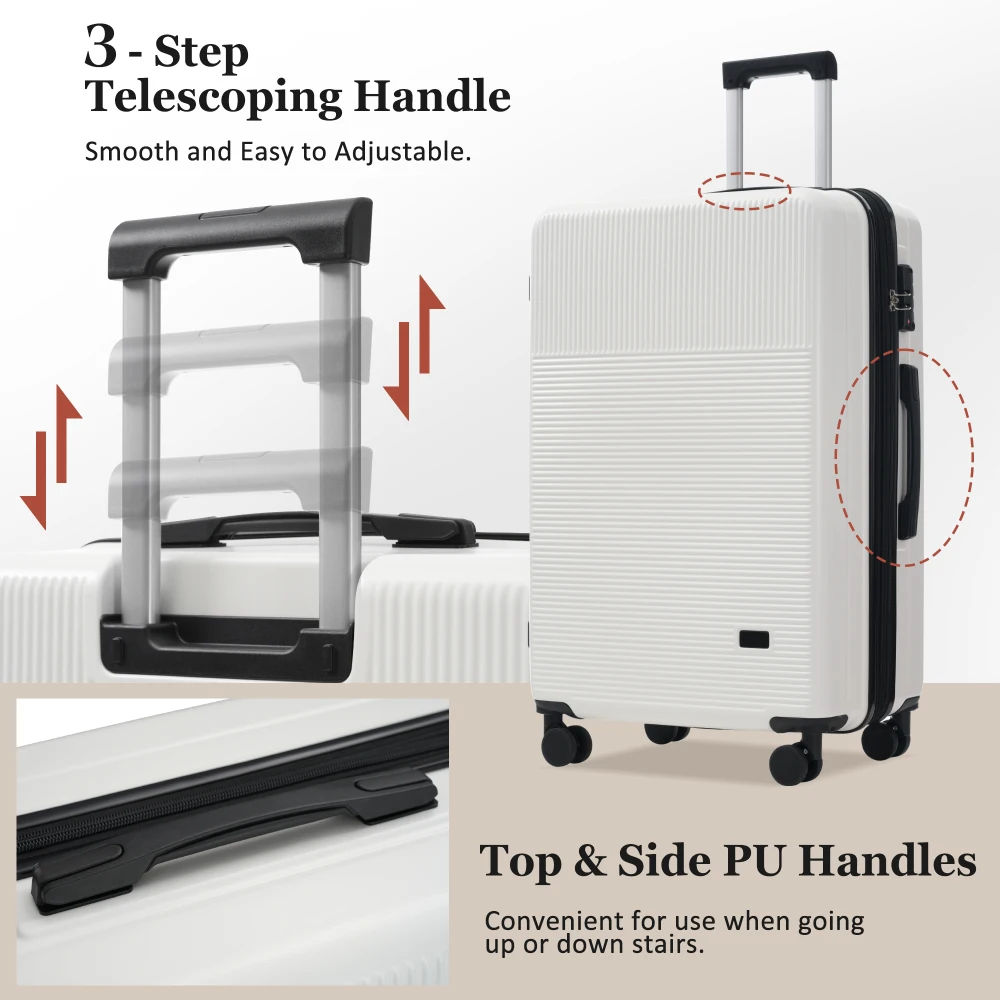 

5PCS Travel Luggage Set Half Opening Hardside Suitcase Double Spinner Wheels USB Port TSA Lock Lightweight for Travel