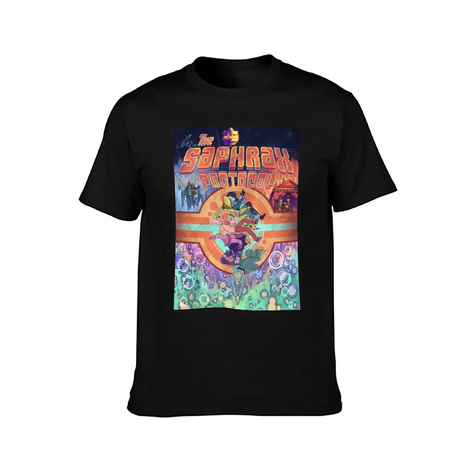 The Saphrax Protocol T-Shirt, Summer Casual Cotton Tee, Oversized Streetwear Tops, Vintage Graphic Print, Loose Fit Short Sleeve