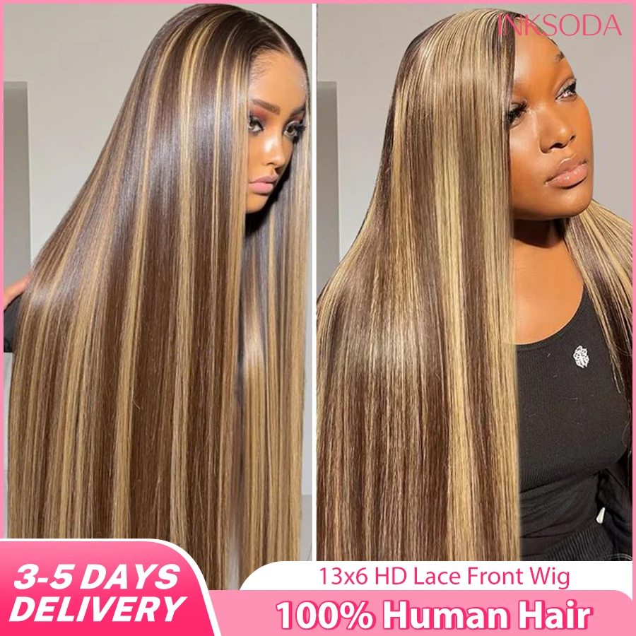 

Highlight Wig Human Hair Bone Straight Blond Ombre HD Lace Wig 13x4 13x6 Colored Human Hair Brazilian Wigs For Women Frontal Wig