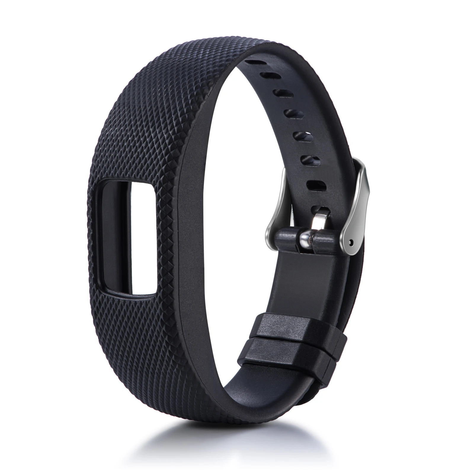 Lozenge Texture TPE+TPU Silicone Watch Strap for Garmin VivoFit 4 - Black