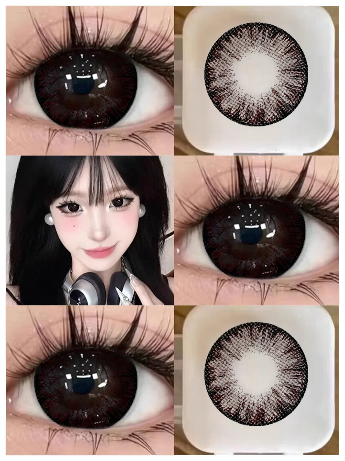 VISUASHOW 14,50mm große Kreis farbige Kontaktlinsen, Töne Braun/Blau/Schwarz, Sehkorrektur mit Dioptrien, Natürliche Schönheitspupille für Frauen im täglichen und kosmetischen Make-up – Detail 9