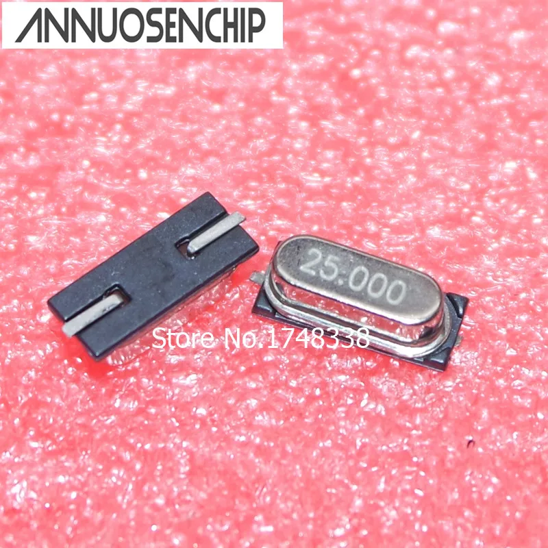 100 PCS/LOT passive patch crystals 25 m 25 MHZ 25.000 MHZ SMD49S encapsulation 49SMD 25M 25MHZ 25.000MHZ DIP