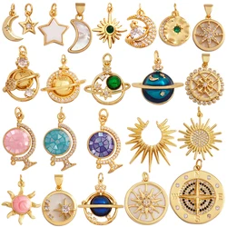 Trendy Shining Moon Star Sun Tellurion Celestial Compass Charm Pendant Gold Colour, Jewelry Necklace Bracelet Making Supply S39