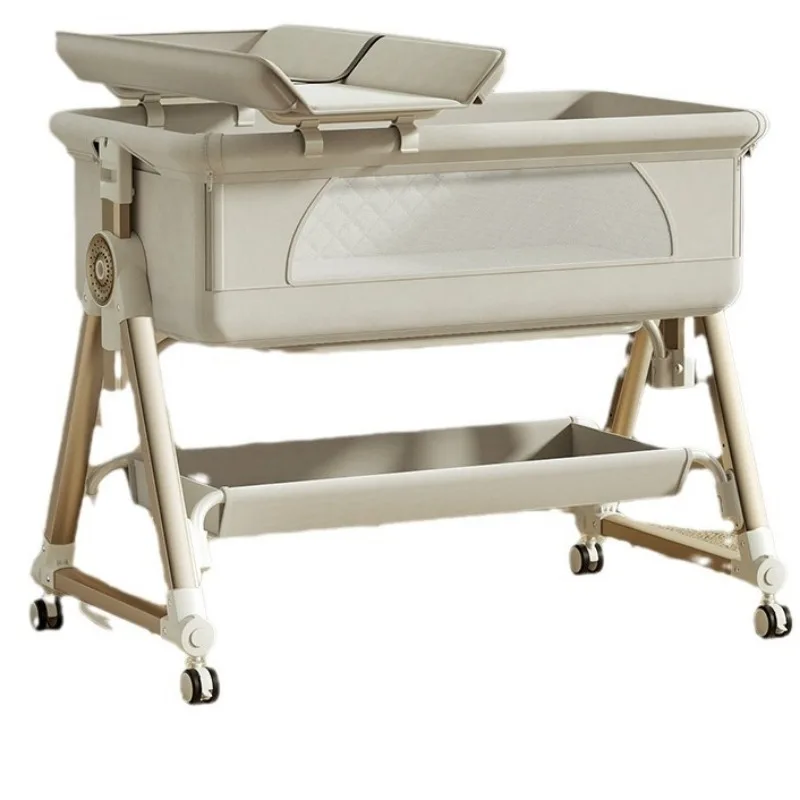 سرير أطفال محمول بارتفاع قابل للتعديل - سرير نوم مشترك قابل للطي وقابل للتحويل إلى السرير والجانب لحديثي الولادة والرضع #6