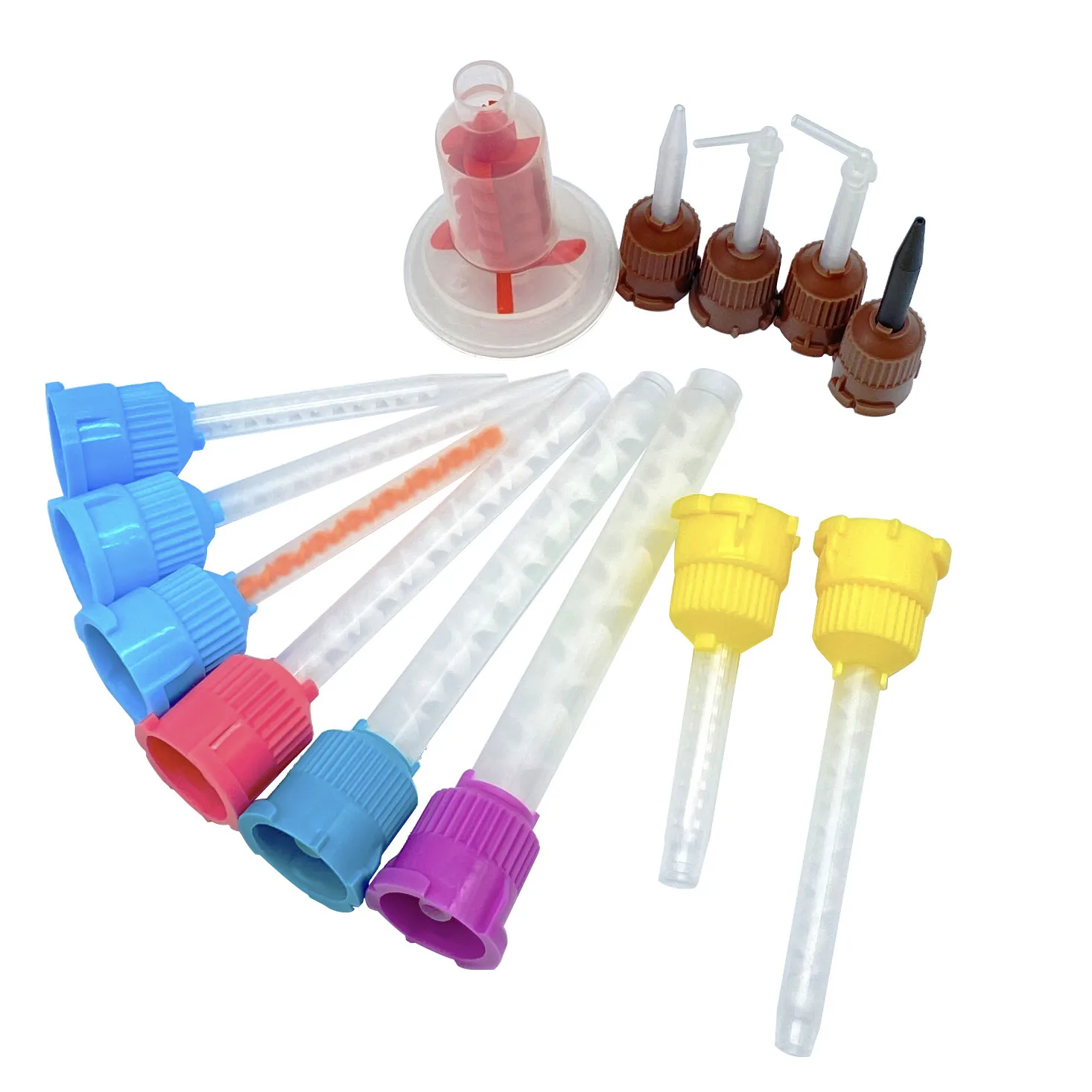 Cabezal mezclador de goma de silicona desechable, pistola dispensadora de mezcla de impresión, materiales de laboratorio Dental, todo tipo, 30 unids/lote por bolsa