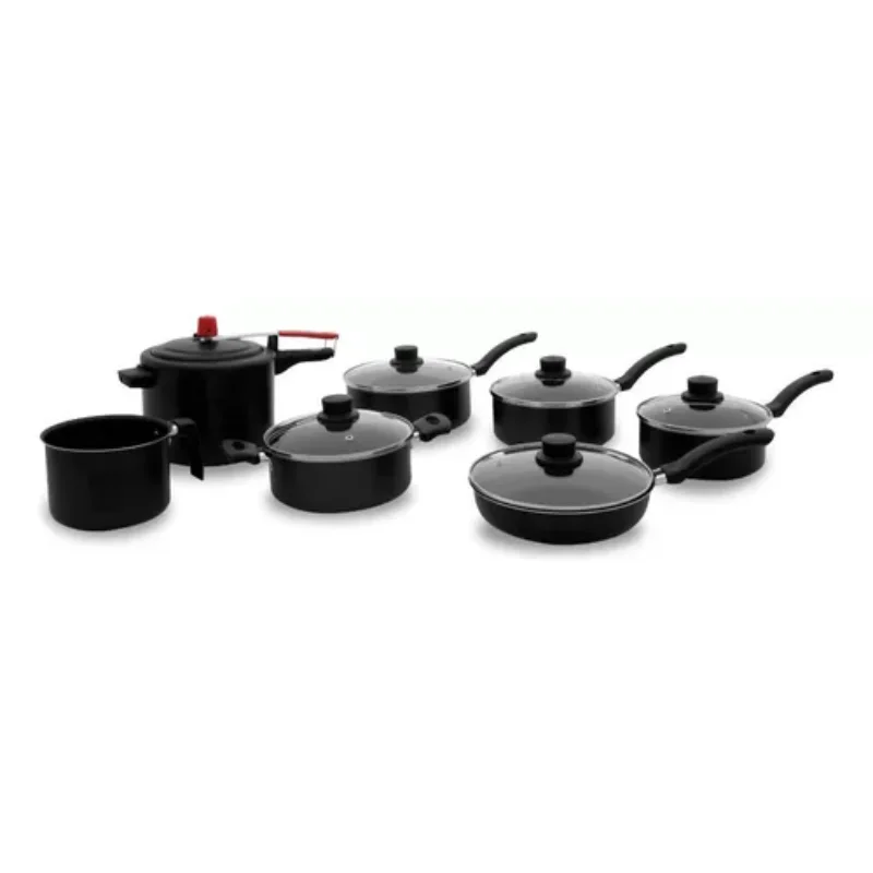 

Cookware 7Pc Non-stick Black Lid Glass Baking Cookware and Fryers