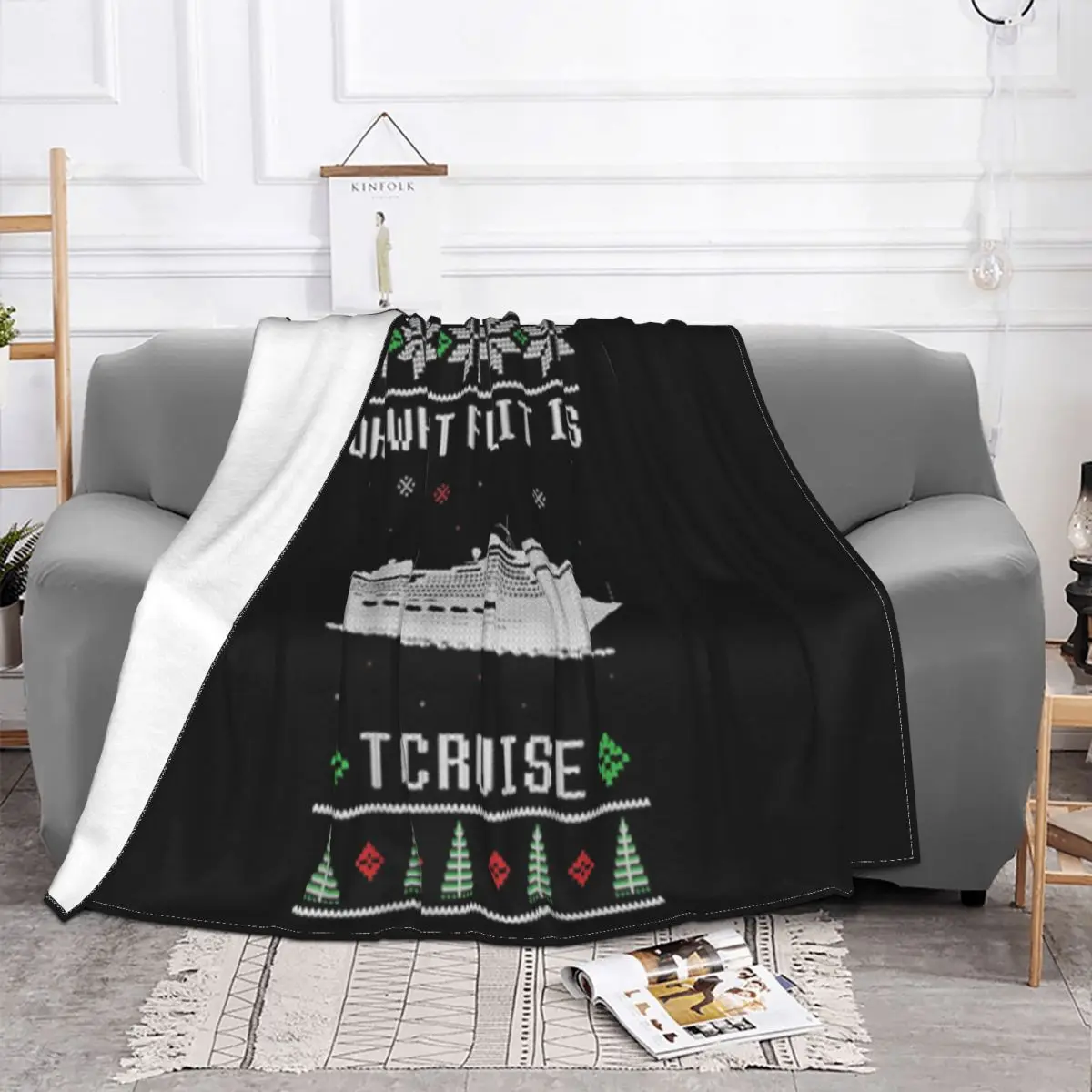 Nice Mens Cruise Ship Vacation Ugly Christmas 2021 Wholesale New Print Graphic Letter Present Throw Blanket