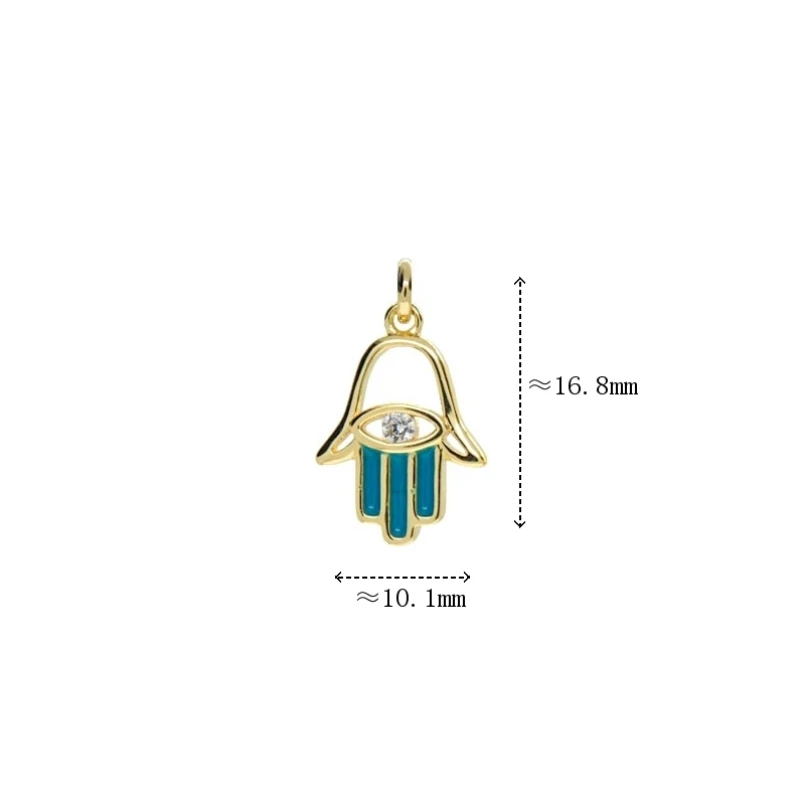 10Pcs Evil Hand Shape Turkish Eye Religious Gold Color Charms Enamel Pendant Islam Copper Approx 10x16.6mm Jewelry