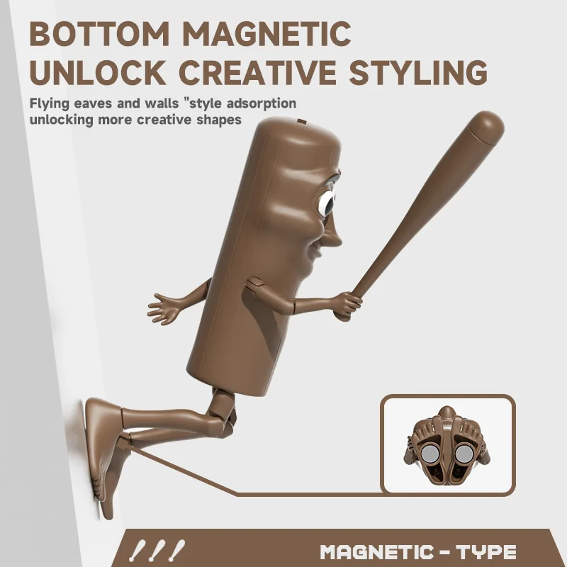 Multi Jointed Stick Man TungTungSahur Perakitan Action Figure 3D Dicetak Tralalero Tralala Gambar Mainan Lucu Gantungan Kunci Dekorasi
