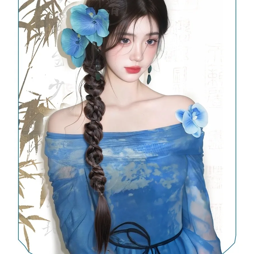 

70 см синтетический плетеный парик с хвостиком в китайском стиле, женские длинные двойные витые боксерские косы, наращивание волос