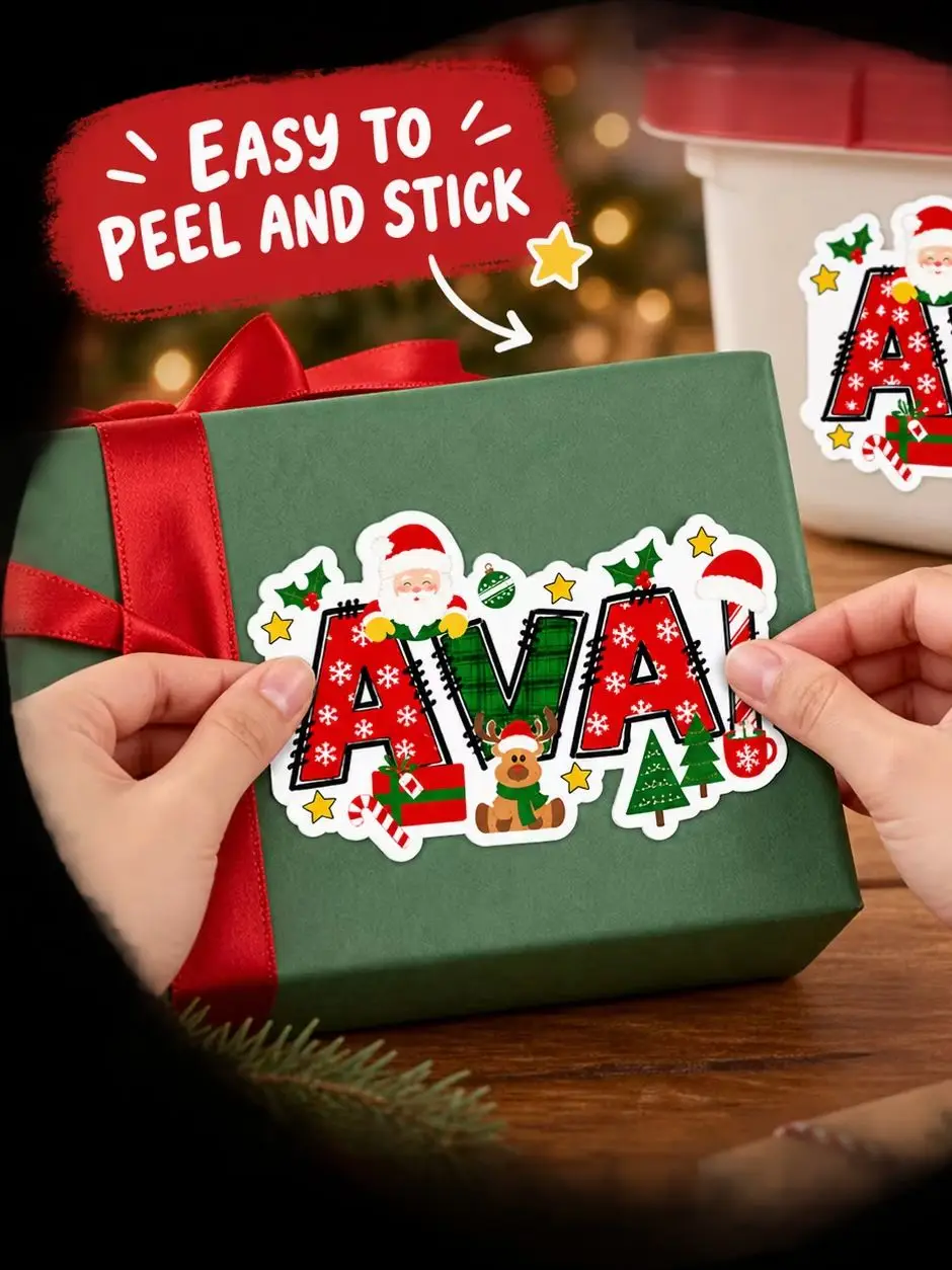 Customized Christmas Text Stickers, Suitable for Christmas Gift Packaging, Gift Boxes, Shopping Bags, Party Favors, Cookie Bags, and Holiday Decorations, Creating a Warm and Joyful Christmas Atmosphere. Carefully Prepared Gifts for Family and Friends view 5
