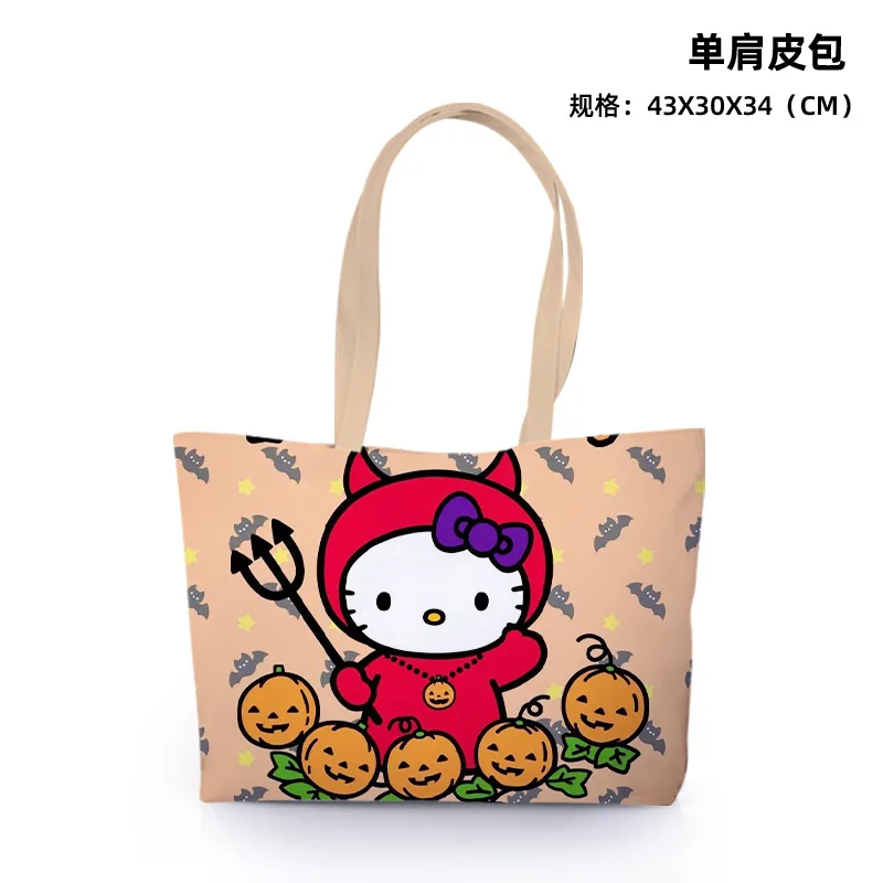 Sanurgente-Sac à main en cuir de grande capacité, série Halloween initiée, Hello Kitty Kuromi, sac à main mignon, cadeau de vacances, à la mode et de grande valeur