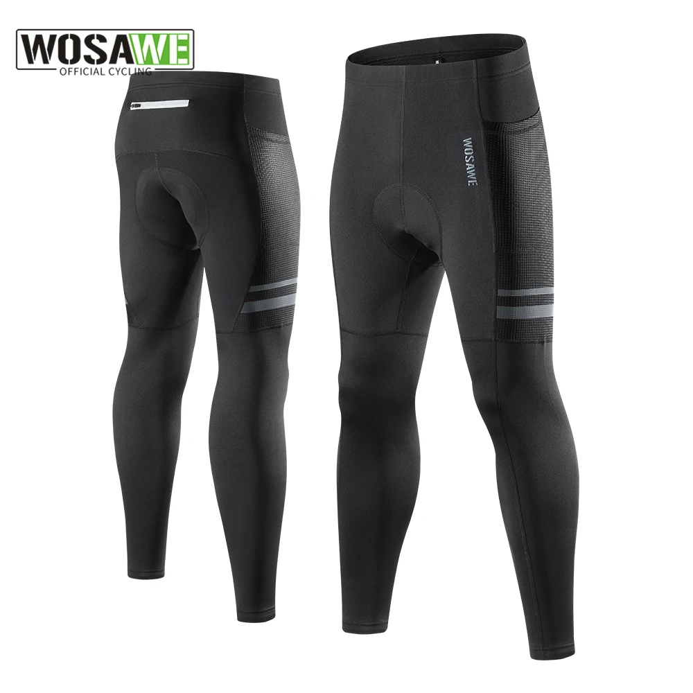 WOSAWE Winter Men Cycling  Pants  Fleece Thermal Leggings  Bicycle Trousers Warm Mountain Bike Pants Sports Trousers Tights